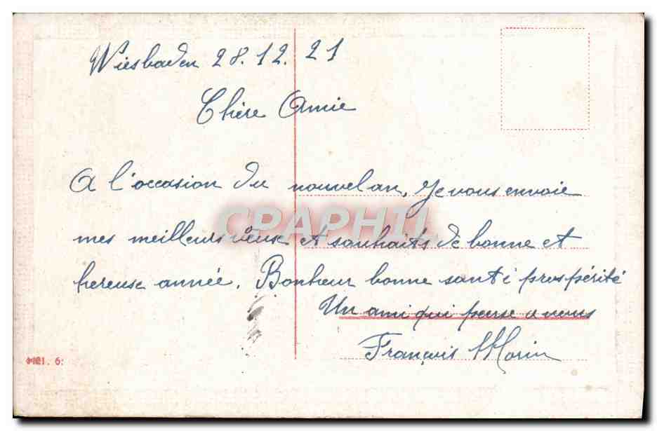 CPA Fantaisie Fleurs Bonne Annee — Verso