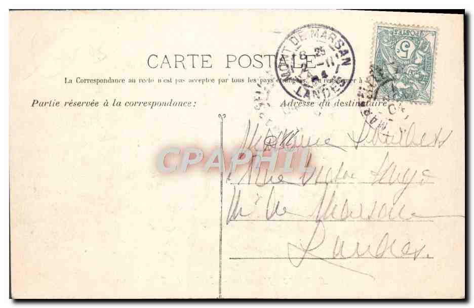 CPA Marseille Le Palais Longchamp — Verso
