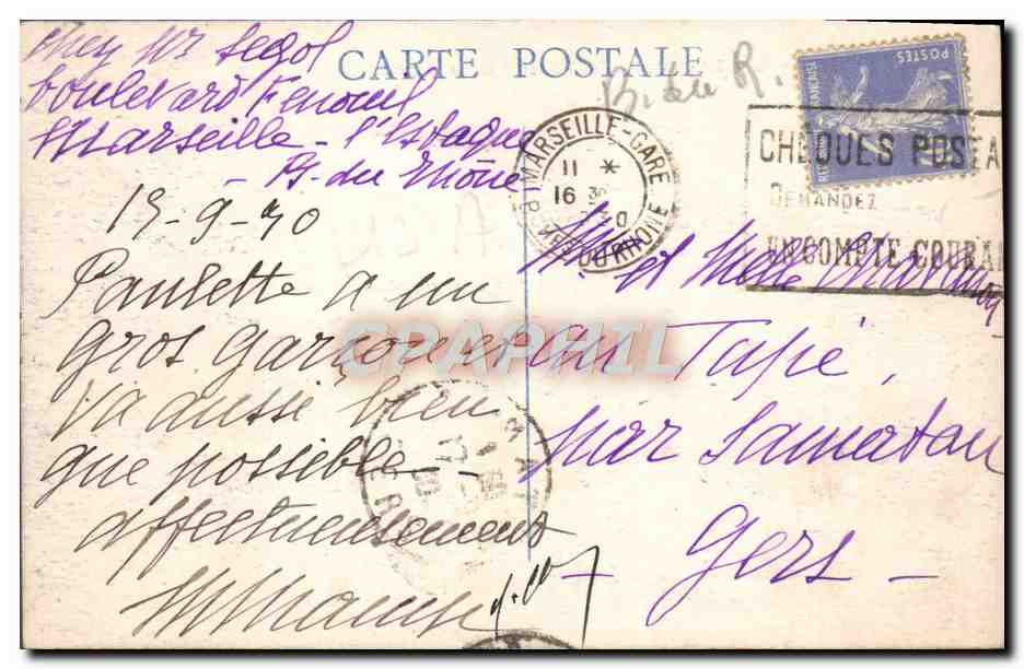 CPA Marseille Les Bassins de la Joliette et la Cathedrale — Verso