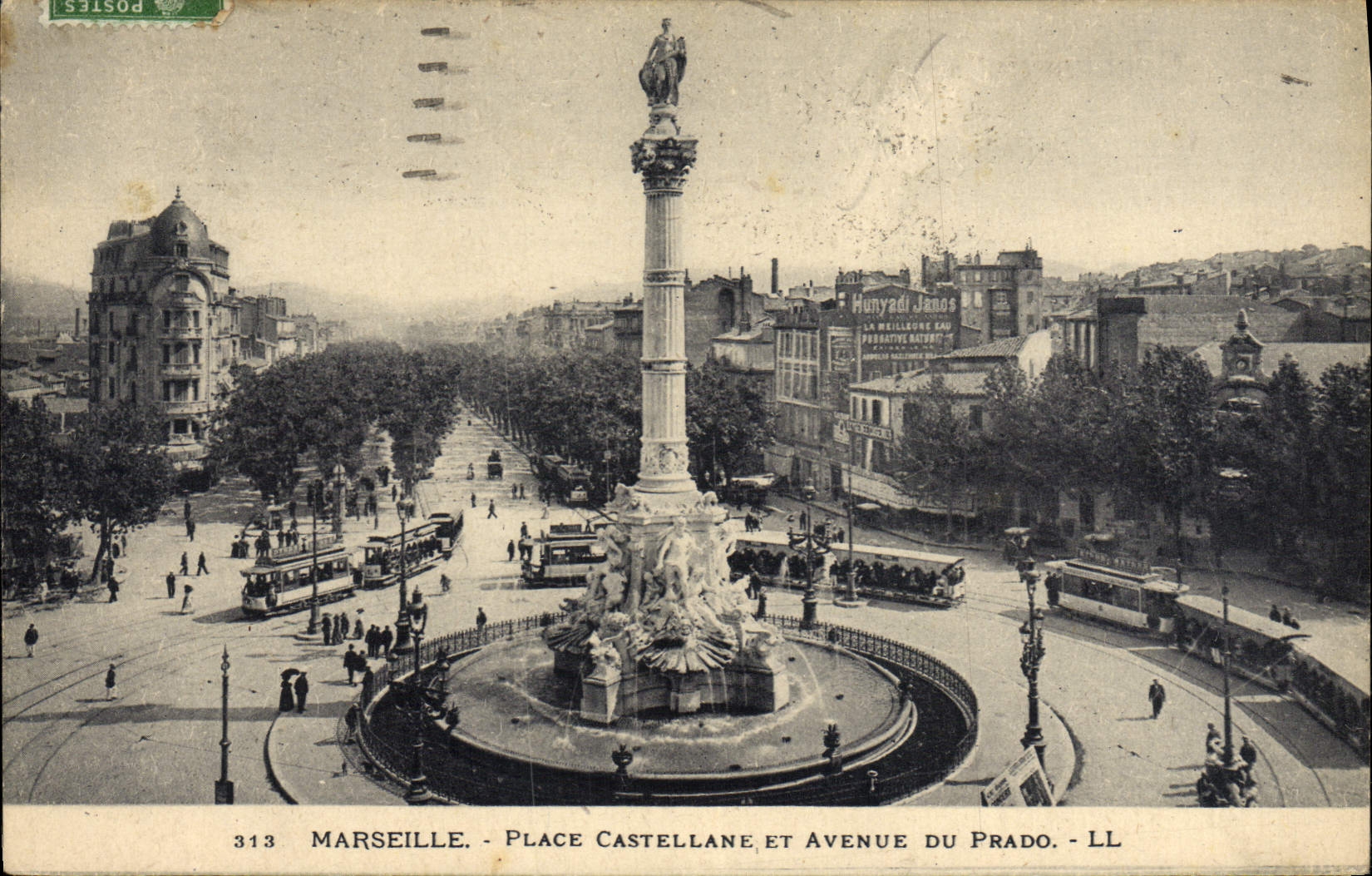 CPA Marseille Place Castellane et Avenue Du Prado Tramway