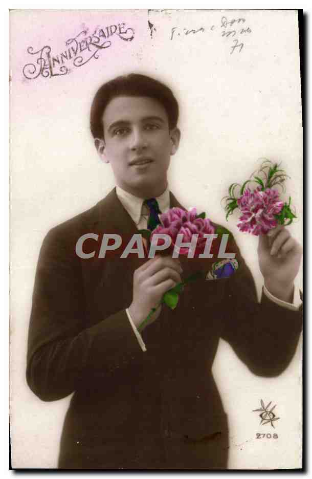 CPA Fantaisie Homme Anniversaire