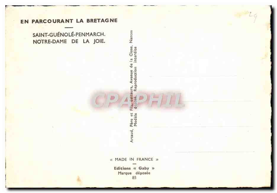 CPA Saint Guenole Penmarch Notre Dame De La Joie — Rückseite