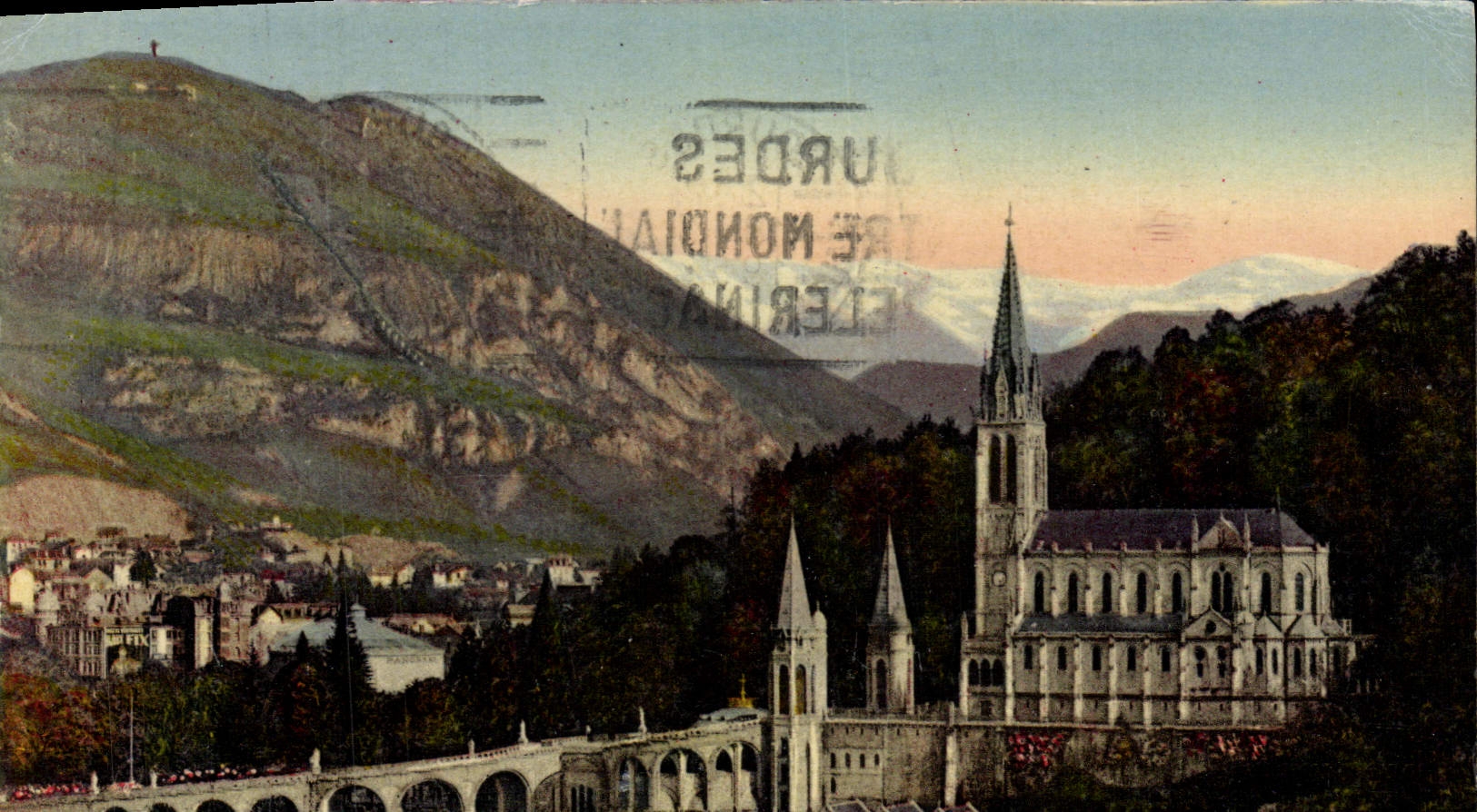 CPA Lourdes La Basilique et le Pic du Jer