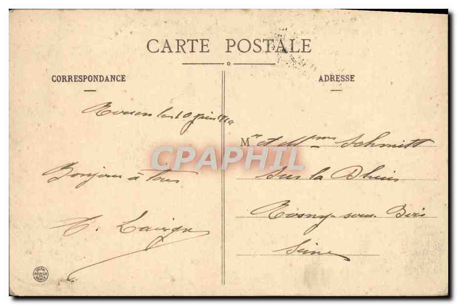 CPA Rouen Le Quai de Paris et la Cote Sainte Catherine Bateaux — Verso