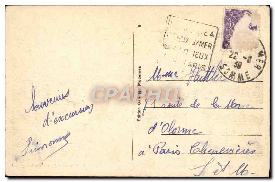 CPA Cayeux Sur Mer La Plage et les Cabines vue sur Ault — Rückseite