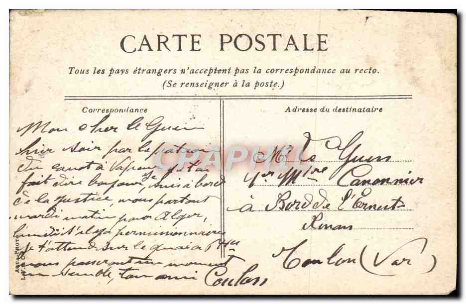 CPA Hyeres Le grand casino — Rückseite
