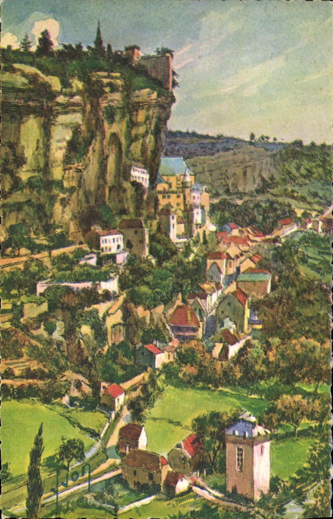 Rocamadour — Vue générale prise de la route de Cahors — Éditions d'Art Yvon