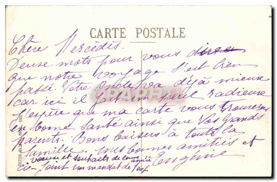 CPA Beaulieu Sur Mer Vue Generale Baie de la Petite Afrique et Grand Hotel Bristol — Verso