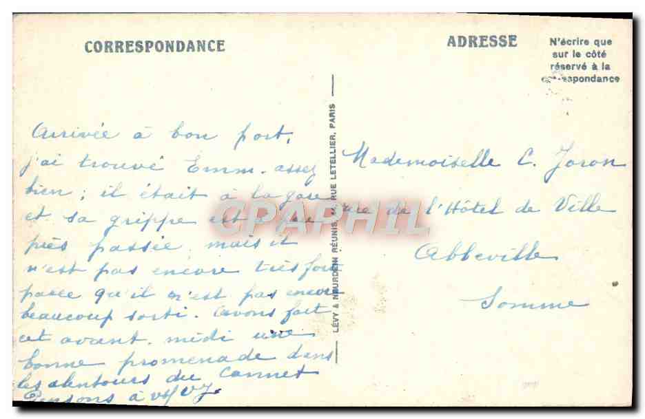 CPA Cannes Promenade de la Croisette — Verso