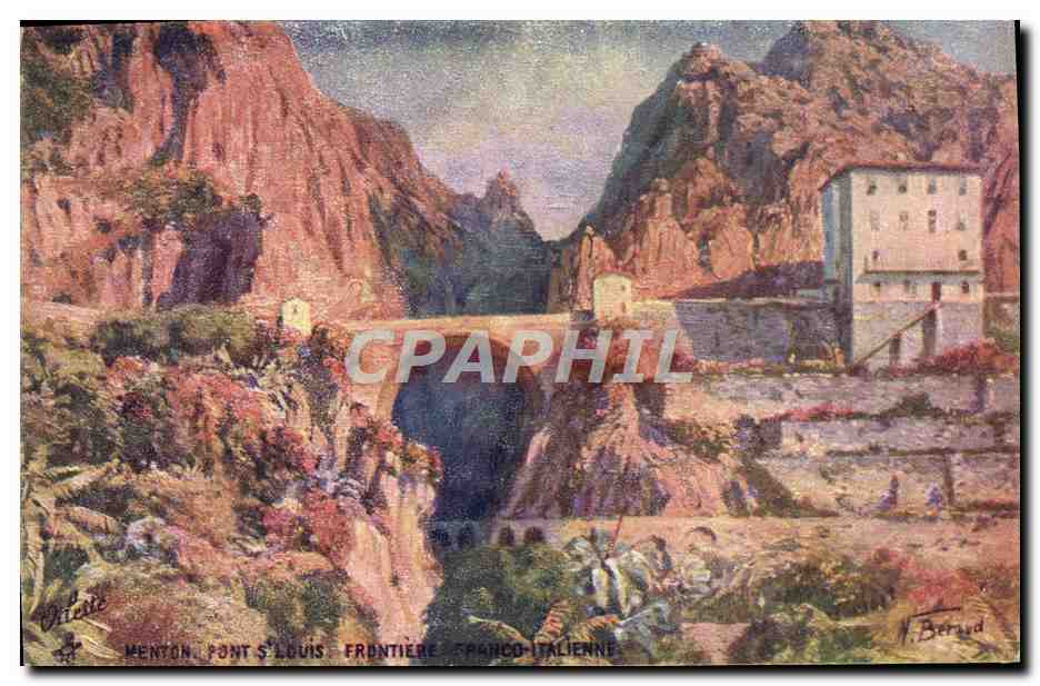 CPA Menton Pont St Louis Frontiere franco italienne 