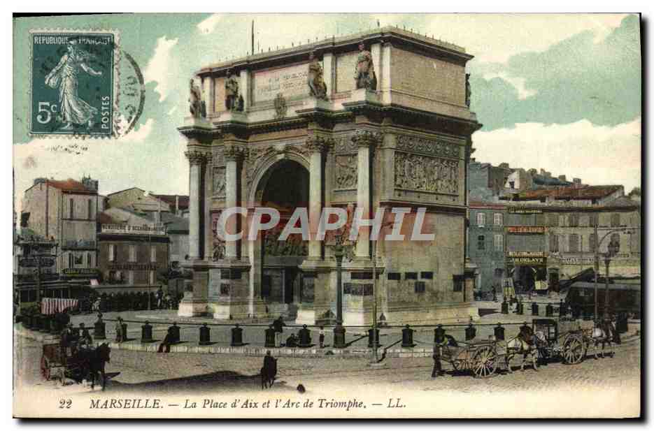 CPA Marseille La Place d'Aix et Arc de Triomphe