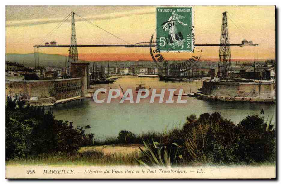 CPA Marseille L'Enttree du Vieux et le Pont transbordeur 