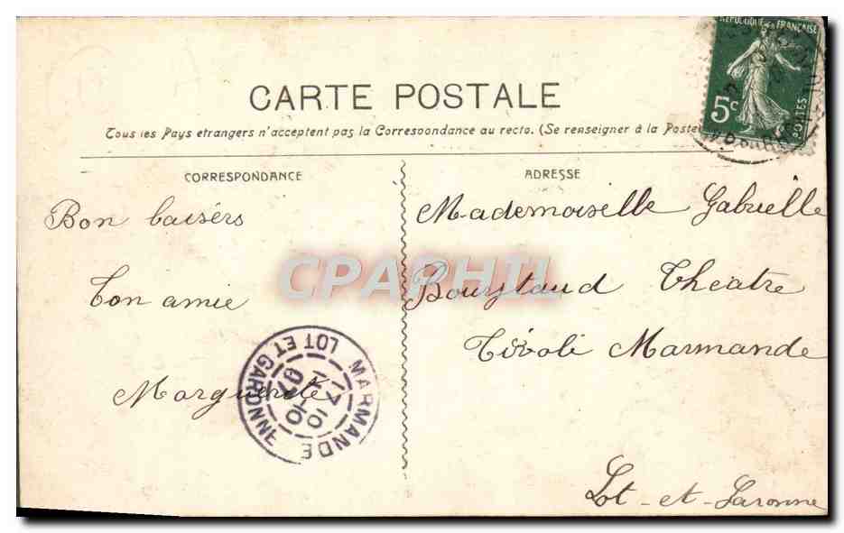 CPA Marseille Le Paiais Longchamp — Back