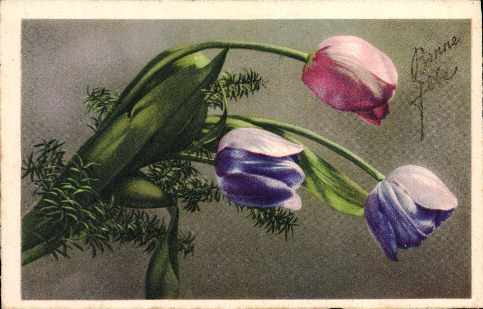 CPA Fantaisie Fleurs Bonne Annee