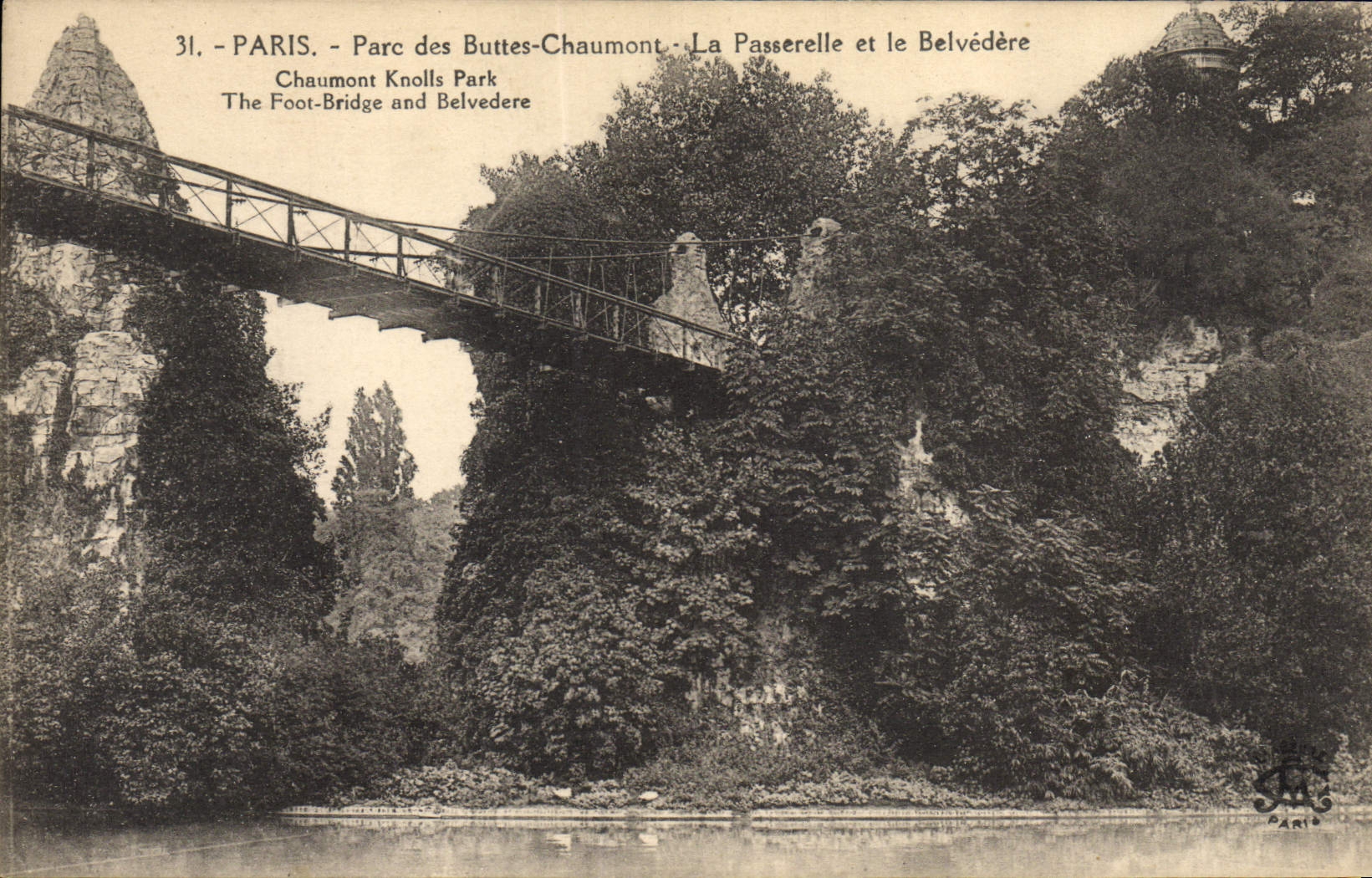 CPA Paris Parc des Buttes Chaumont La Passerelle et le Belvedere
