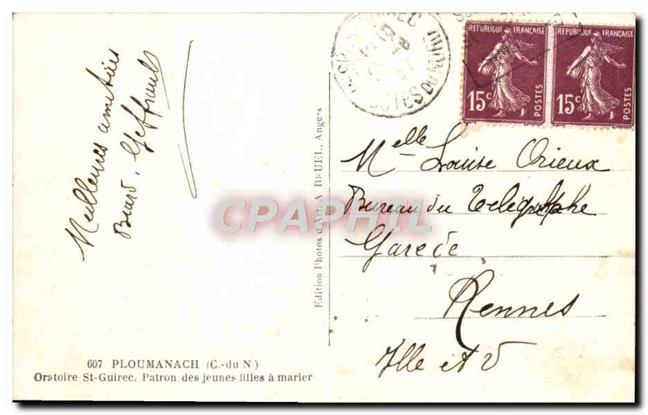 Oratoire de Ploumanach — Patrimoine local — Brud, n°607 — Rückseite