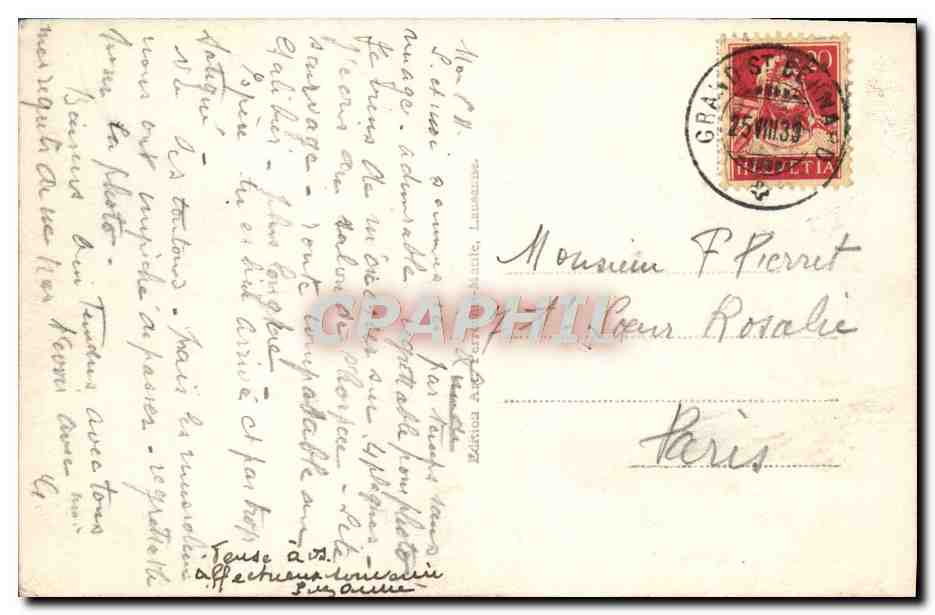 CPA L'hotel et l'hospice du Grand St Bernard vus du lac  — Rückseite
