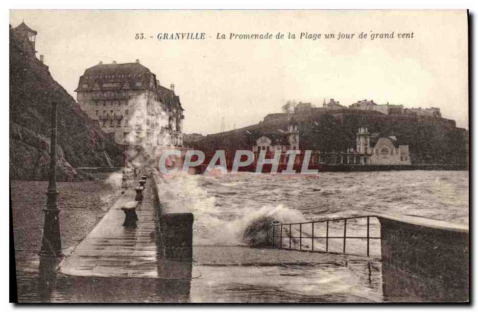 Granville - La Promenade de la Plage un jour de grand vent — Édition A. Besnard