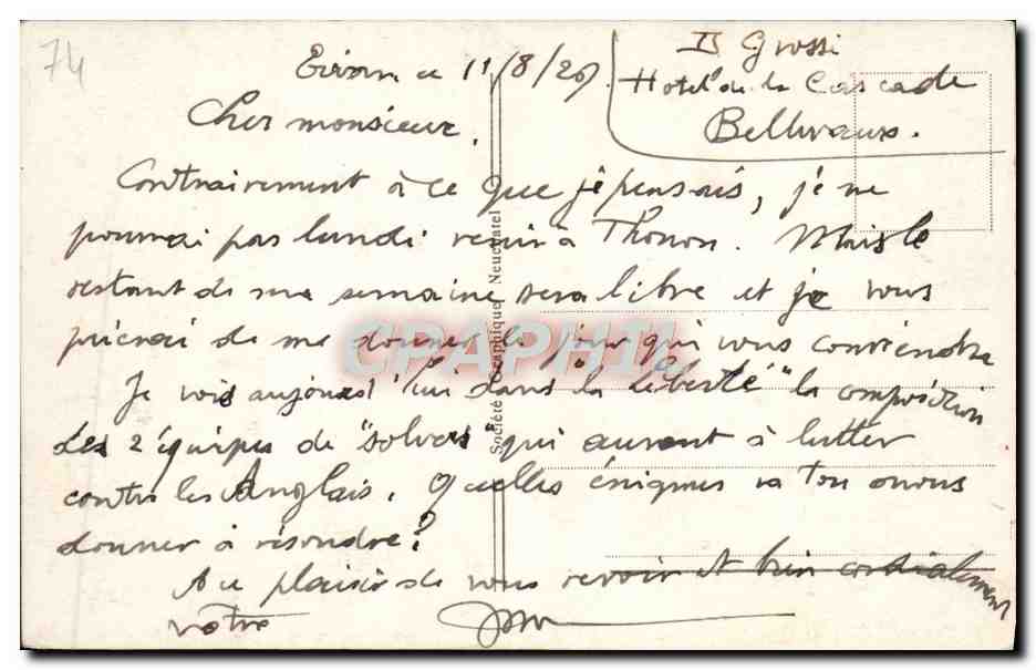 CPA Evian Les Bains Rade Et Quai Bateau — Verso