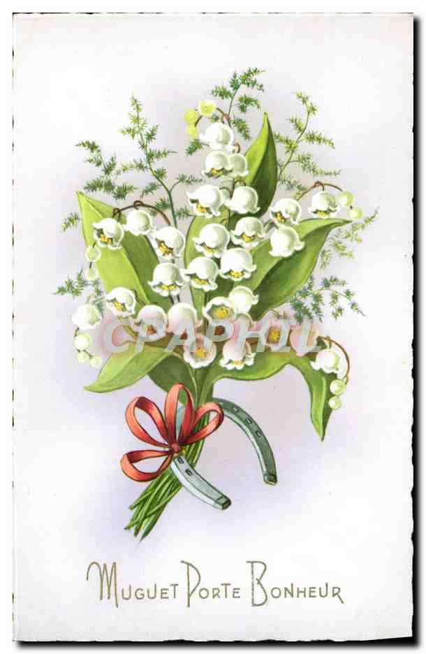 CPM Fantaisie Fleurs Muguet Porte Bonheur