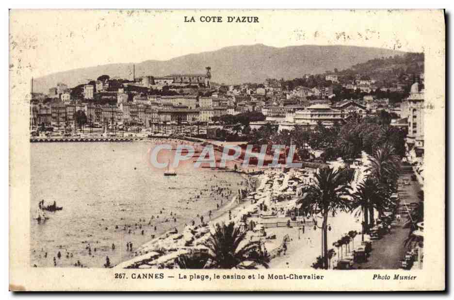 CPA Cannes La Plage le casino et le Mont Chevalier