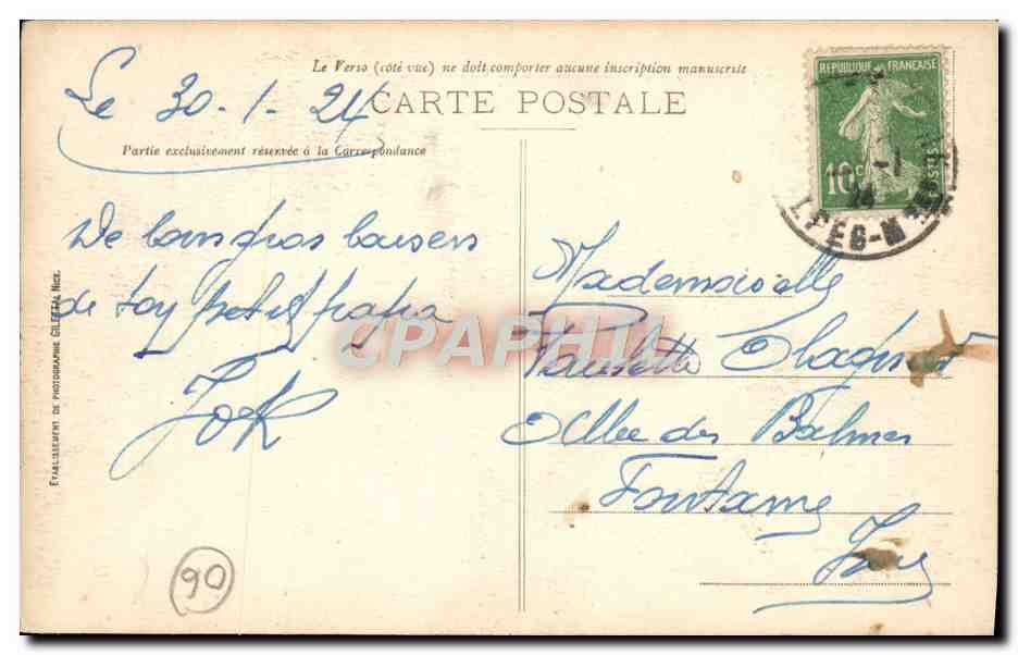 CPA Cannes Palmiers Promenade de la Croisette — Rückseite