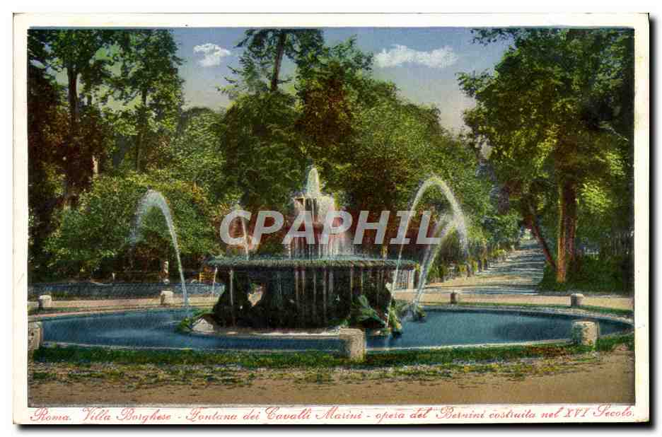 CPA Roma Villa Borghese Fontana dei Cavalli Marini