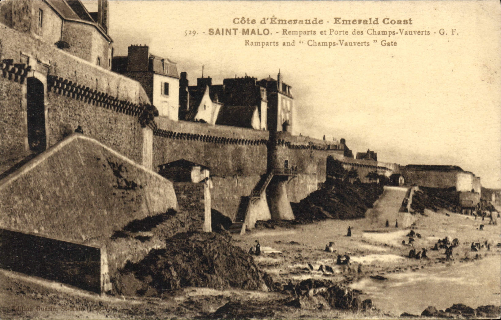 Saint-Malo - Remparts et Porte des Champs-Vauverts — Édition Guérin, n° 529