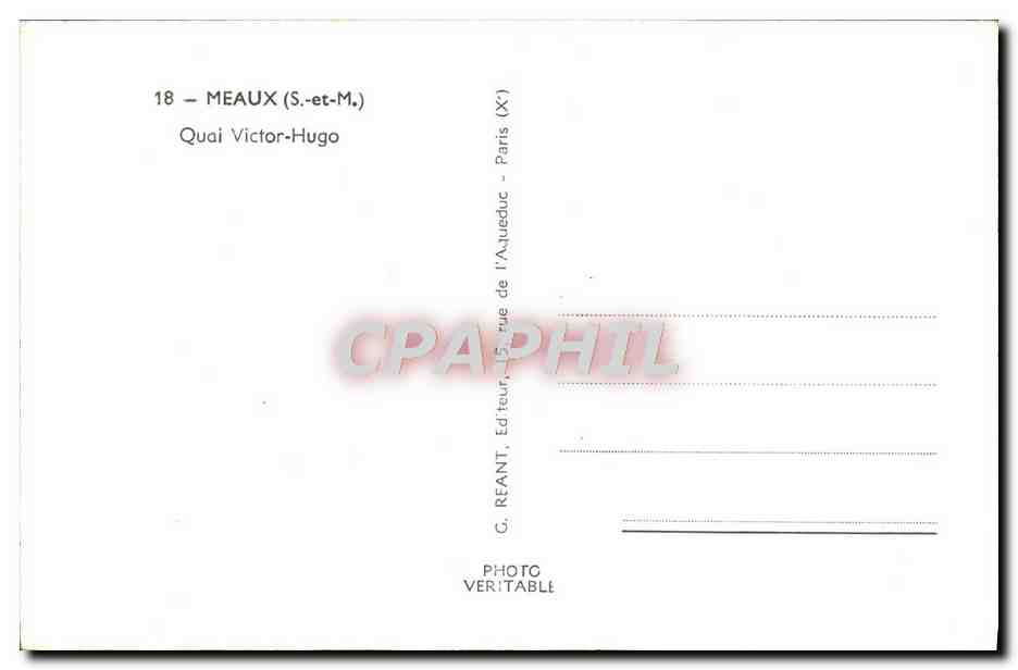 CPM Meaux Quai Victor Hugo — Back