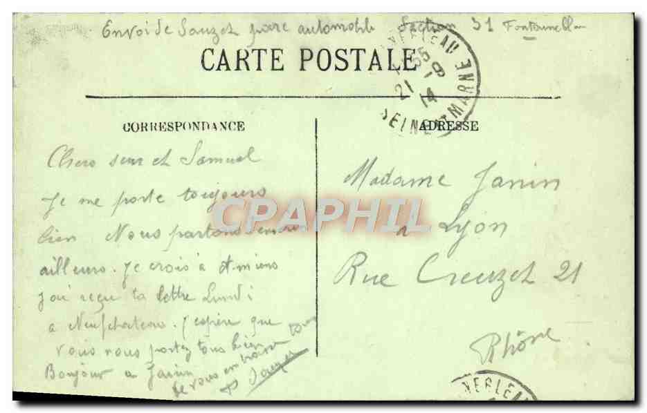 CPA Fontainebleau Le Palais La Porte du Bapistere — Rückseite