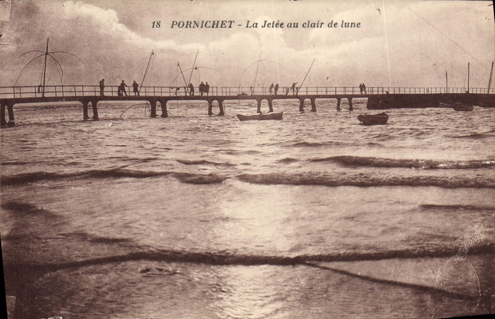 CPA Pornichet La Jetee au clair de lune Peche