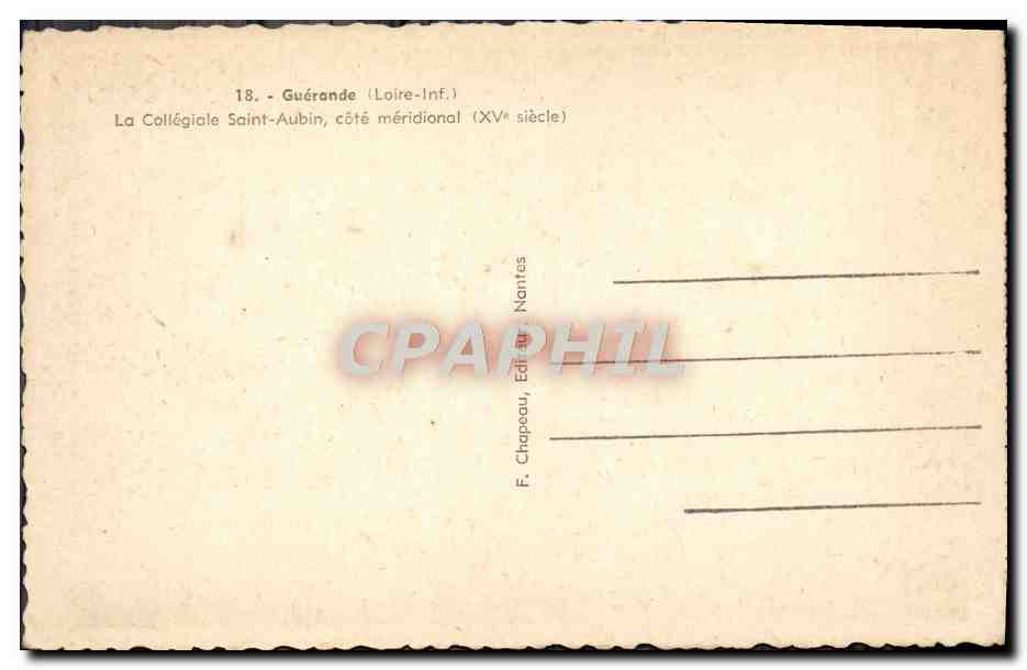 CPA Guerande La Collegiale Saint Aubin Cote meridional — Back