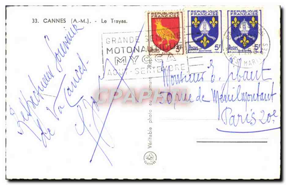 CPM Cannes Le Trayas  — Verso