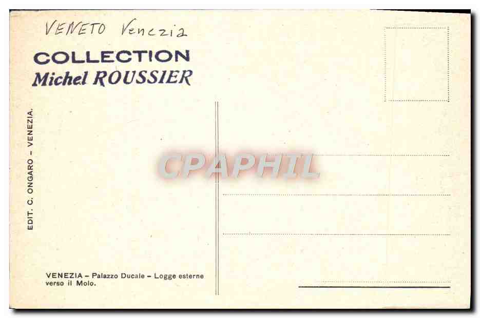 CPA Venezia Palazzo Ducale Logge externe verso il Molo — Rückseite