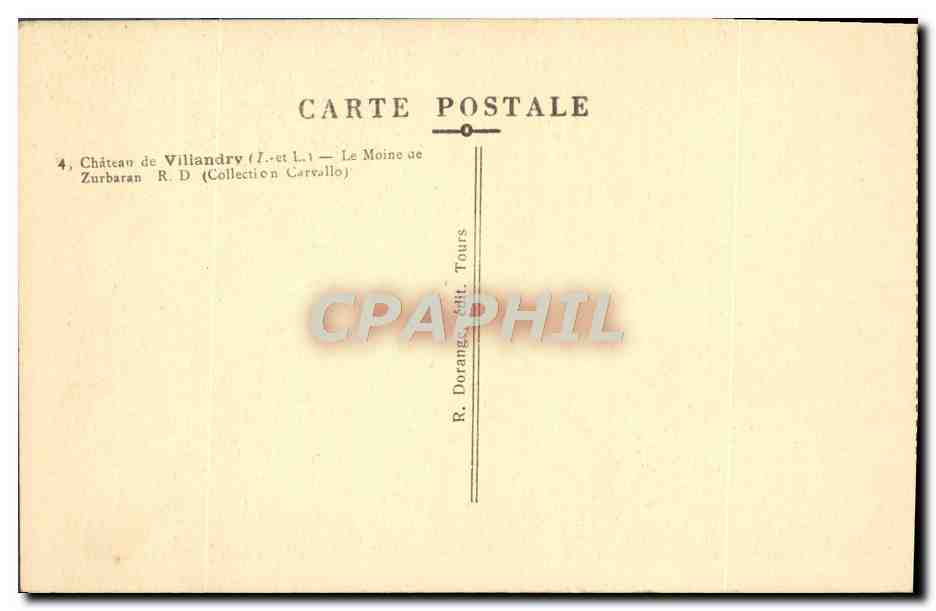 CPA Chateau de Villandry Le moine de Zurbaran — Rückseite