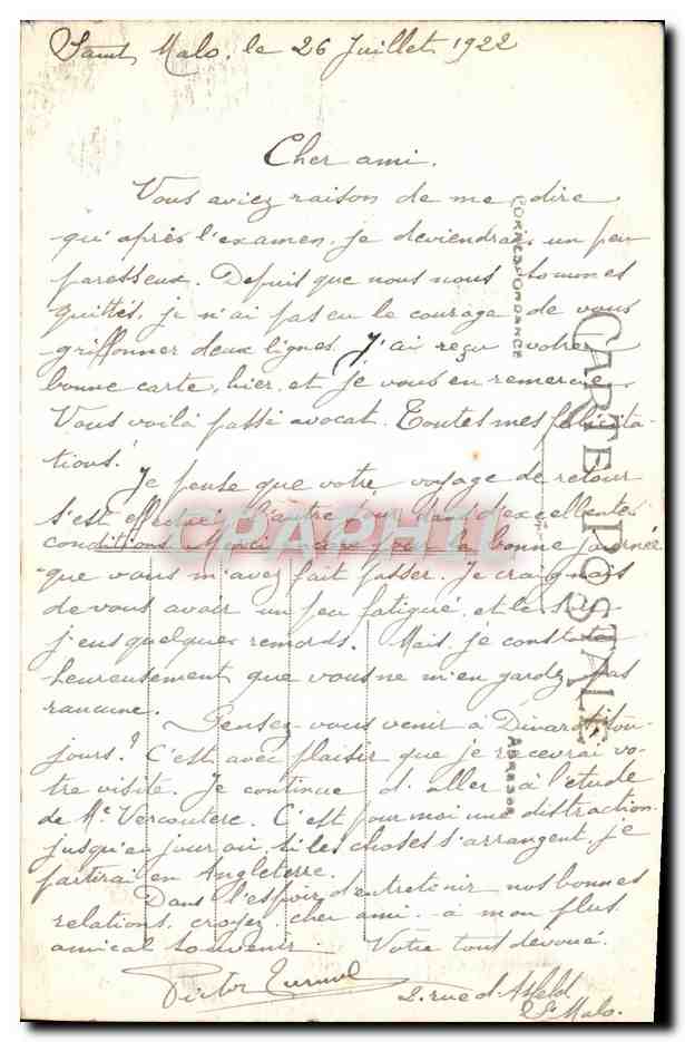 Les Bords de la Rance - Le Chêne Vert — Côte d'Emeraude — Artaud et Nozais, Nantes, n°63 — Verso