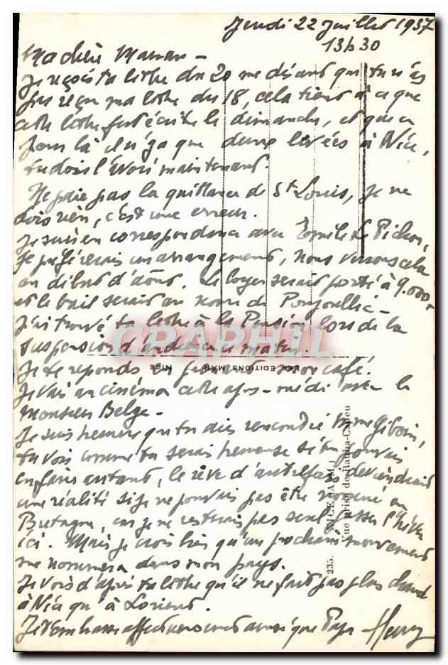 CPA Nice Cote D'azur Vue prise de Rauba Cabeu — Verso