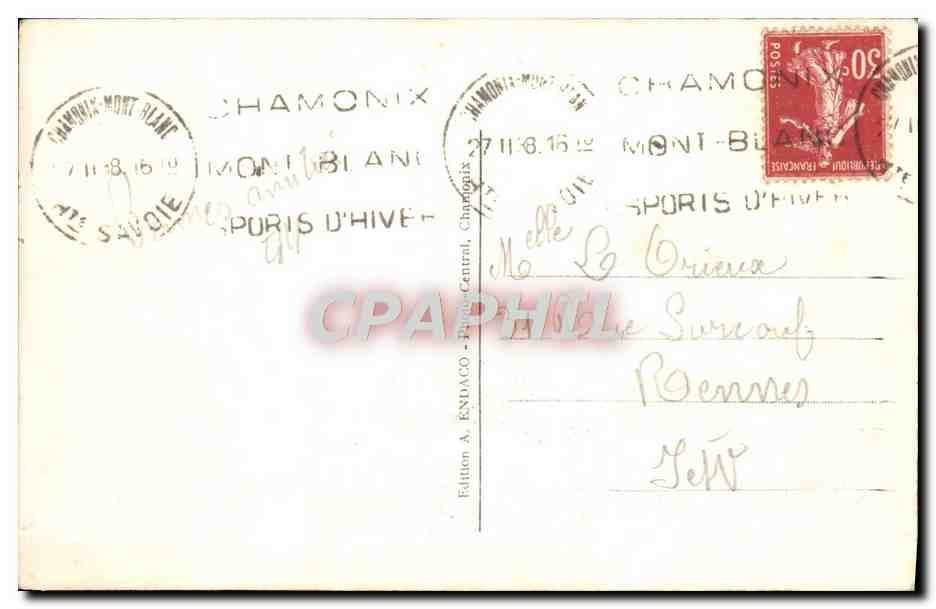 CPA Chamonix — Verso