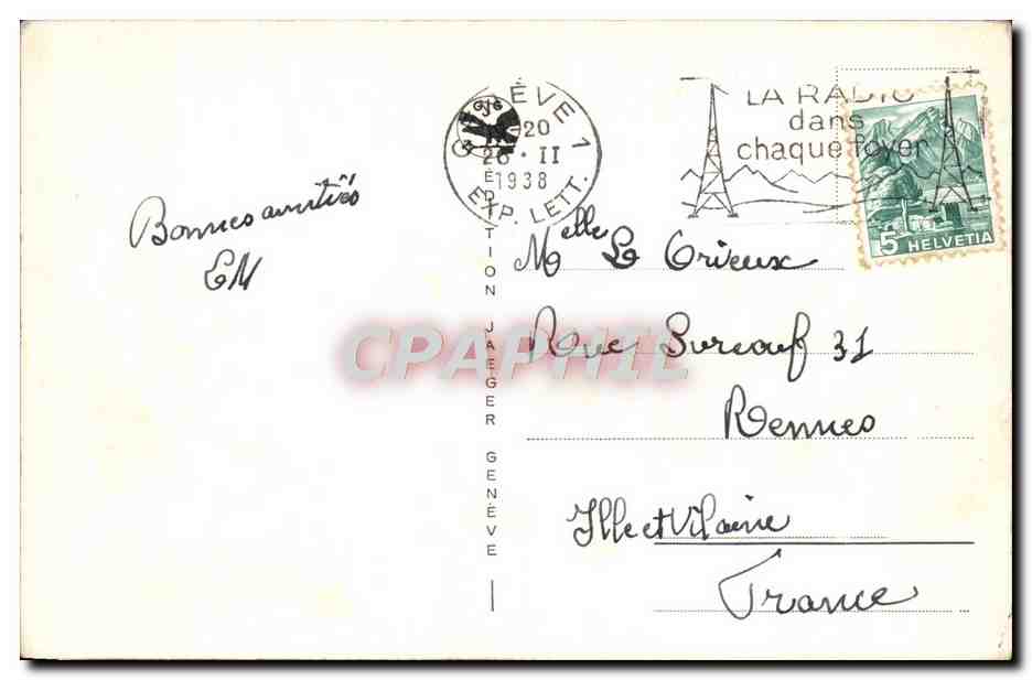 CPA Geneve Fontaine Du Jardin Anglais — Rückseite