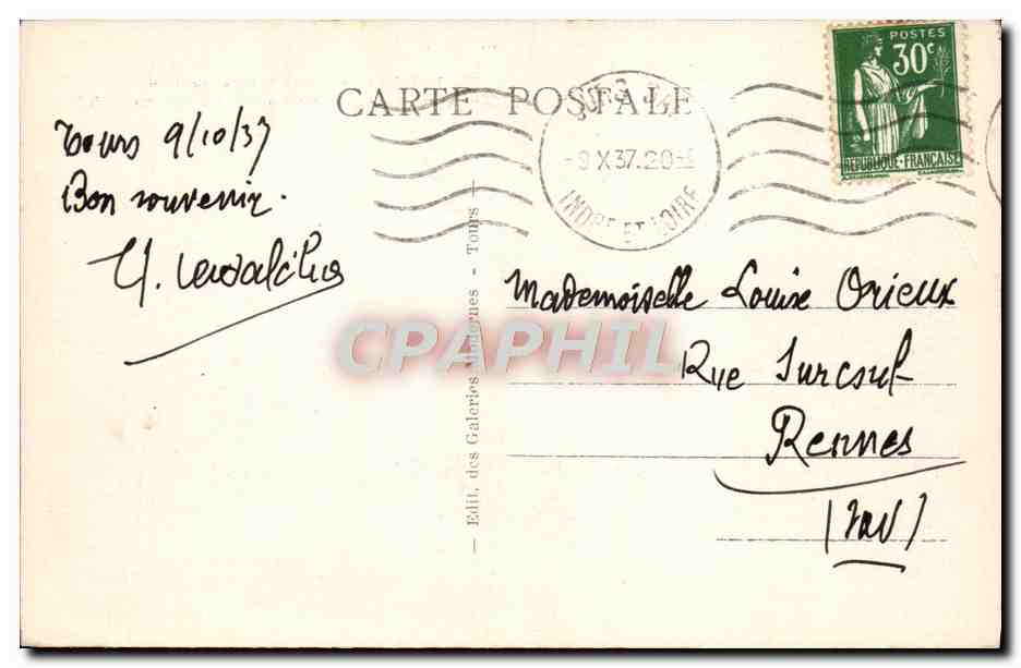 CPA Tours L'Hotel De Ville — Rückseite