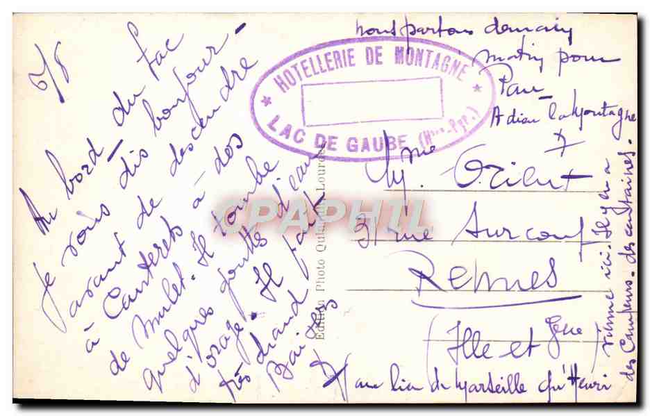 CPA Cauterets Les Oulettes De Gaube et le sommet de Vignemale — Rückseite