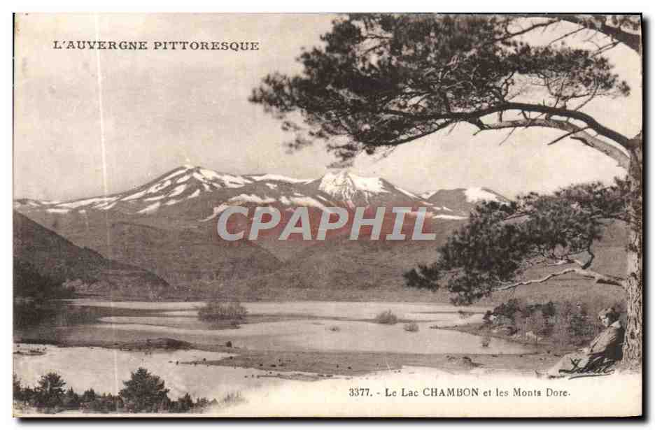 CPA Le Lac Chambon Et Les Monts Dore