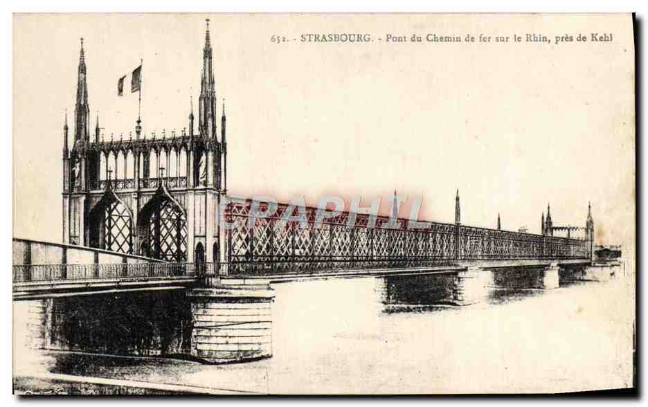 CPA Strasbourg Pont Du Chemin De Fer Sur le Rhin pres de Kehl