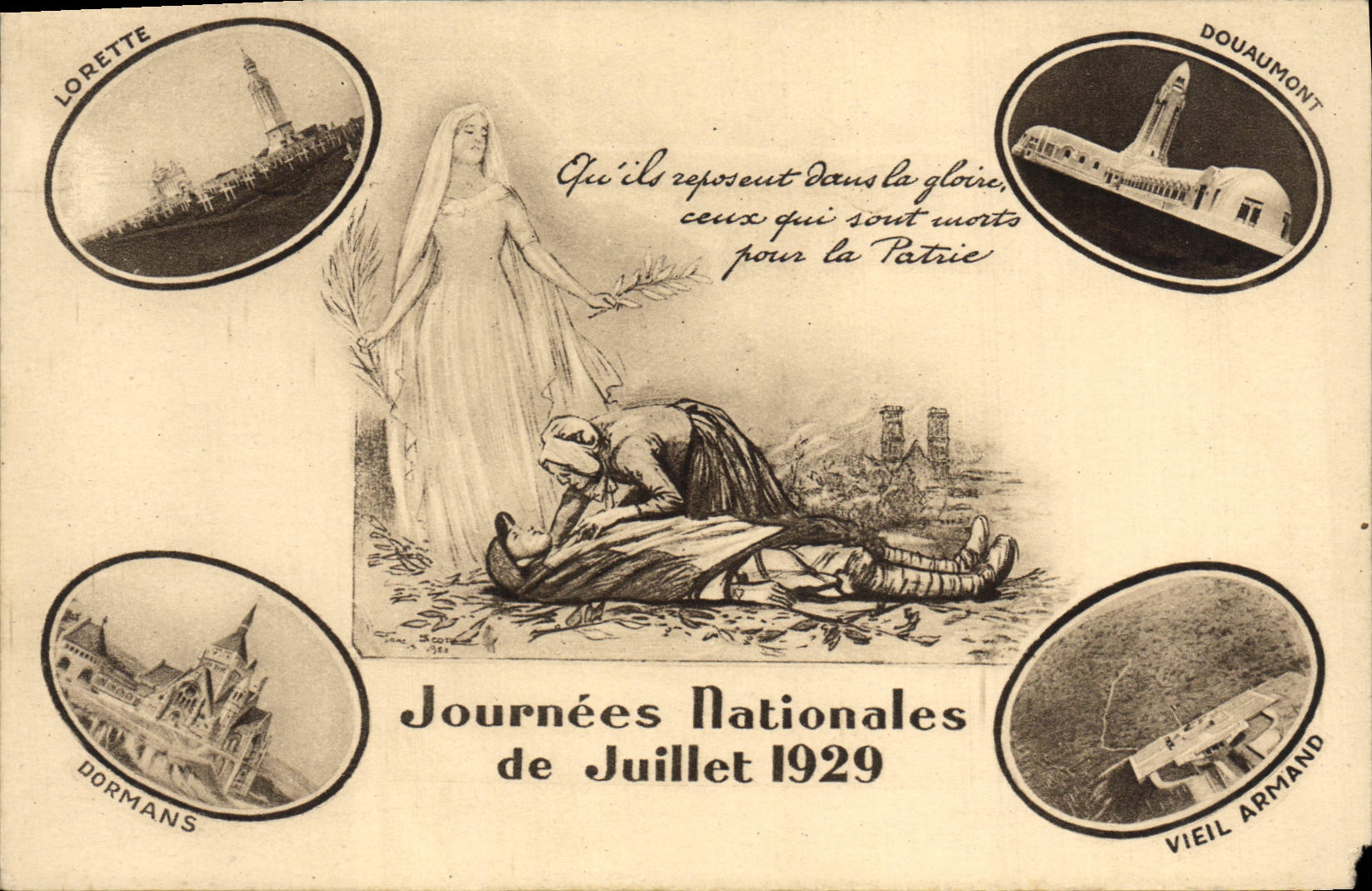 CPA Journees Nationales de Juillet 1929 Lorette Dormans Douaumont Vieil Armand Militaria
