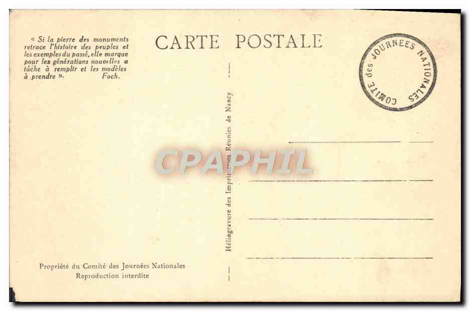 CPA Journees Nationales de Juillet 1929 Lorette Dormans Douaumont Vieil Armand Militaria — Rückseite