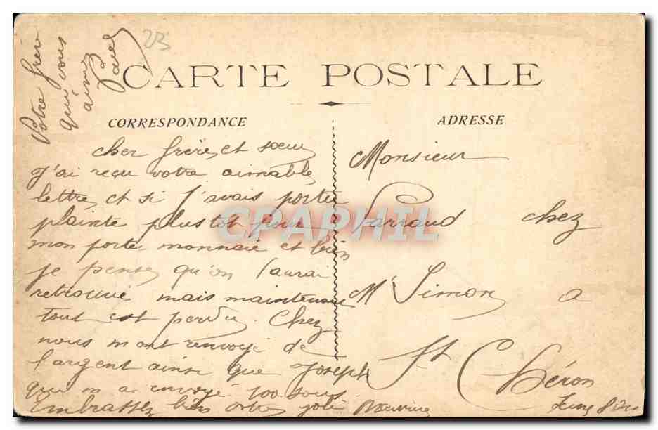 Cartolina d'epoca Camp de la Courtine Le Mess de Officiers Militaria — Verso