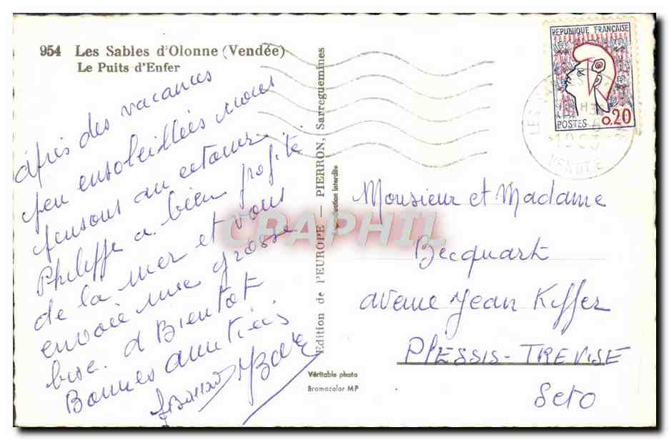 Les Sables d'Olonne (Vendée) — Le Puits d'Enfer — Édition de l'Europe, Sarreguemines — Rückseite