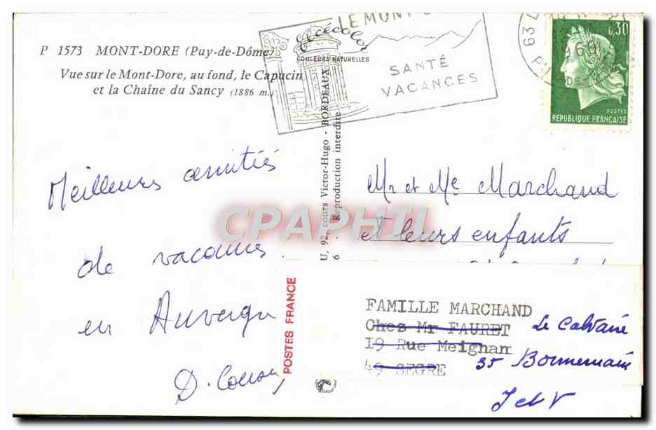 Vue sur le Mont-Dore et la Chaîne du Sancy — P 1573 — Victor-Hugo, Bordeaux — Reverso