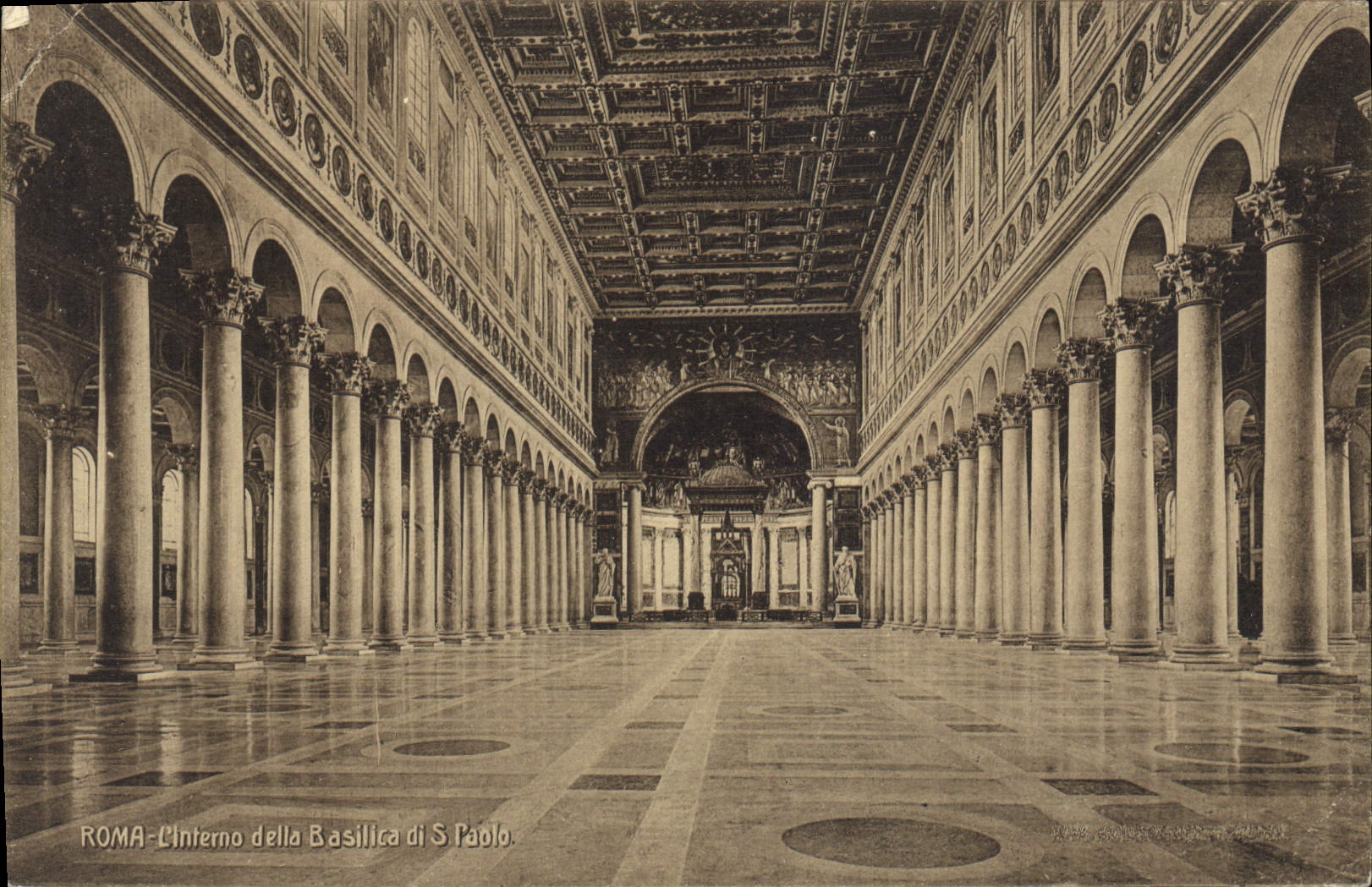 CPA Roma L'inerno della basilica di S Paolo