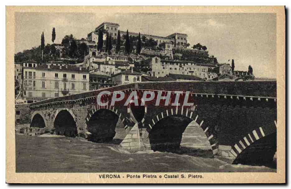 CPA Verona Ponte Pietra e Castel S Pietro